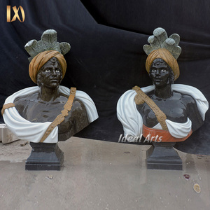 Dekorasi rumah ukiran marmer alami kepala patung hitam Afrika patung dada patung untuk dijual - Product Image 4