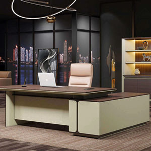 Современный модульный L-образный административный стол серии Tianyu, 1,8-2 м, серый/бежевый, трансформируемый стол для руководителя - Product Image 1