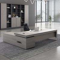 Ensemble Bureau de Direction Moderne et Chaise Grand Style Plateau pour Manager de Bureau Table d'Ordinateur de Bureau Blanche