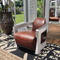 Industrieller Retro-Aviator-Stuhl mit Ledergestell, Glänzendes Wohnzimmersofa für Schlafzimmer, Esszimmer und Villa-Möbel