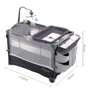 Kích Thước Tiêu Chuẩn Co-sleeper Thiết Kế Mới Bumper Điều Chỉnh Travel Bedding Nôi Của Bé Ngủ Đầu Giường Cot Bed Set Với Bánh Xe - Product Image 2