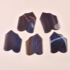 Véritable pierre d'agate grise naturelle Guasha outil Logo personnalisé gris Jade masseur de <span class=keywords><strong>Gus</strong></span> Sha pour le visage vente en gros peau raffermissante visage Gua Sha - Product Image 4