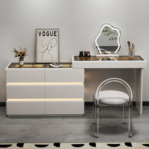 <span class=keywords><strong>Commode</strong></span> de chambre à coucher moderne de luxe avec miroir éclairé par LED Crème <span class=keywords><strong>et</strong></span> <span class=keywords><strong>noir</strong></span> Armoire à vasque minimaliste One Piece - Product Image 2