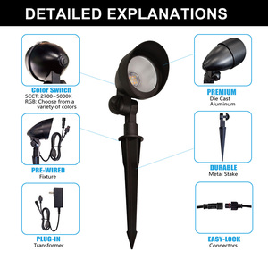 Projecteur LED paysager basse tension homologué ETL 12V 24V 5CCT <span class=keywords><strong>IP65</strong></span> pour extérieur, jardin, cour, éclairage paysager - Product Image 2
