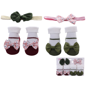 Calcetines para recién nacidos, regalos para bebés, lazo bonito para niños, accesorios florales de algodón, calcetines para niños pequeños, conjunto de diadema - Product Image 2