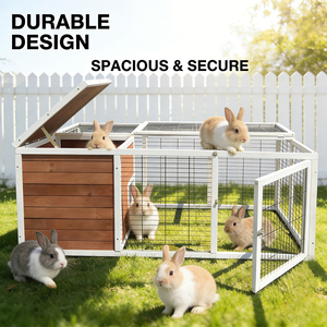 Maison <span class=keywords><strong>pour</strong></span> lapins en bois moderne et durable, avec porte sécurisée en treillis métallique, accès facile, résistante aux intempéries toute l'année, <span class=keywords><strong>enclos</strong></span> <span class=keywords><strong>pour</strong></span> animaux <span class=keywords><strong>de</strong></span> compagnie <span class=keywords><strong>pour</strong></span> salon - Product Image 1