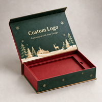 Boîte cadeau rigide de Noël verte personnalisée avec insert et couvercle à charnière pour cadeaux saisonniers, logo personnalisé, OEM, ODM, vente en gros