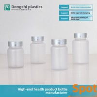 Flacon cylindrique pour compléments alimentaires, en PET givré blanc, pour capsules molles, emballage de comprimés, 120 mL, avec bouchon argenté, petite bouteille à médicaments