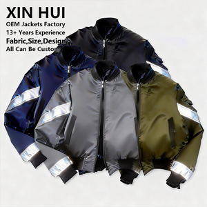 Chaqueta Bomber Larga de Invierno de Alta Gama con Tinte Reflectante para Hombre, Logotipo Personalizado, Iridiscente, Brillante, Impermeable, de Cuero PU con Forro Polar, Estilo Techwear - Product Image 4