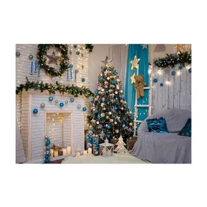 Noel partisi fotoğraf zemin bebek portre pencere ağacı şömine dekor arka plan fotoğraf çağrı fotoğraf stüdyosu