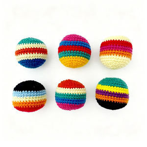 Pelotas de Ganchillo a Rayas Coloridas, Juguete de Tela Suave para Actividades Promocionales, Pelotas de Juego con Lindos Diseños - Product Image 2