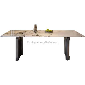 Mesa de Comedor de Mármol de Lujo Ligero, Moderna y Sencilla, Rectangular, de Acero Inoxidable, para Apartamentos Pequeños, Incluye - Product Image 5