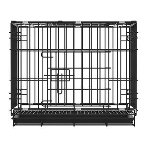 Haute qualité deux portes pliable fil métallique chien chenil Cage en gros solide motif bouton plateau amovible pour animal de compagnie formation voyage - Product Image 4