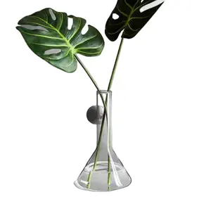 Новый дизайн, выдувная ваза из прозрачного стекла в форме боросиликатного конуса