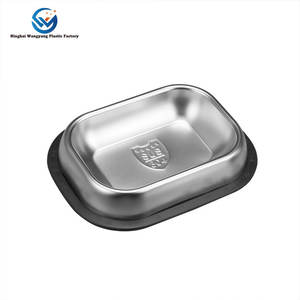 Sampel warna ramah lingkungan mangkuk anjing baja tahan karat produk pemberi makan hewan peliharaan persegi - Product Image 1