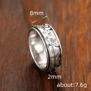 Anillo de boda plateado H326 con diseño rústico de estrellas, anillos de moda unisex con diseño de metal liso para ocasiones de boda - Product Image 6