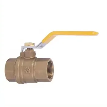 Brass finish ball valve 2p threaded with lever 1" NPT-F x 1"NPT F FULL BORE PORT PTFE SEATS