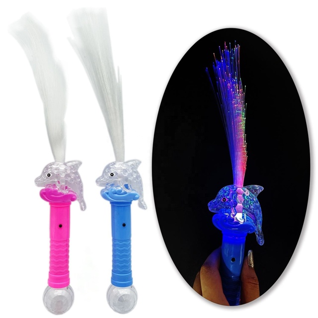 Multi Flashing Effect Color Changing Whale Shape Animal Glow Wands Sticks Led Light up Fiber Optic Toy