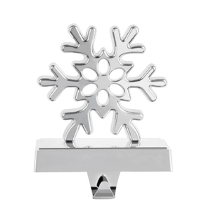 Set di 4 Appendi Calze Natalizie in Metallo con Stampa a Fiocchi di Neve dall'Italia per un Buon Natale - Product Image 1