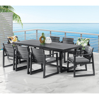 AJUNION Juego de comedor al aire libre de 8 asientos Marco de aluminio Muebles de jardín Villa Hotel Restaurante Mesa de comedor y silla para exteriores