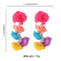 Européen Américain Ethnique Coloré Tissu Fleur Gland Boucles D'oreilles Exagéré Bohème Papillon Forme Classique Vacances pour Cadeau