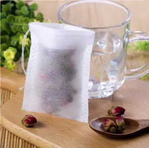 In Stock Biodegradable Tea Bags With Draw Strings Eco Non Woven Fabric Filter Tea Bag Heat Seal Empty Loose Leaf Tea Bags