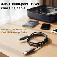 Cable de Carga Multifuncional 4 en 1 para Teléfonos, Auriculares y Relojes Inteligentes, Cable USB Tipo C de Aleación de Zinc Trenzado, PD 60w 100w 240w
