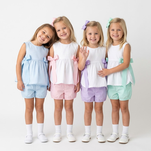 Set di <span class=keywords><strong>Abbigliamento</strong></span> per Bambine con Monogramma Intessuto e Bordo Smerlato, Abiti Estivi per Bambine, Set Personalizzati con Logo per Bambine - Product Image 2