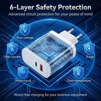 Chargeur portable mini pour ordinateur portable, prise standard européenne blanche, double port 45W PD QC, chargeur de voyage Type-C + USB-A compact