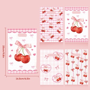 Sacs d'emballage autocollants en forme de cerise de dessin animé pour sacs à <span class=keywords><strong>main</strong></span>, biscuits, bonbons et chocolats - Product Image 3