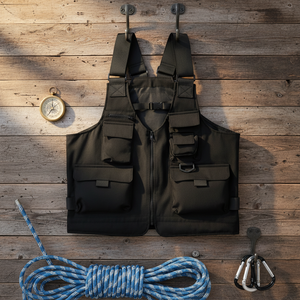 سترة تكتيكية رجالية متعددة الجيوب بلون موحد مع ميزات السترة الواقية للأنشطة الخارجية والترفيه والتنزه والتخييم وصيد الأسماك والتصوير - Product Image 5