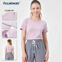 T-shirt pour femme à manches courtes et col rond en coton mercerisé à l'azote liquide 100% coton 180GSM Kuenzi, logo personnalisé