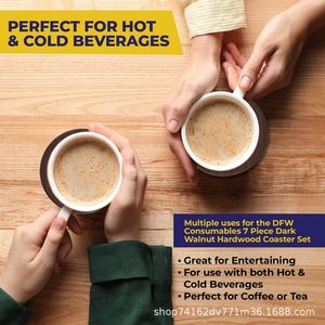 Solid Wood Round Coaster Set Walnut Color Heat Insulating Placemat For <b>Teacup</b> Holder Promotional Use - Product Image 4
