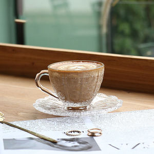 European-Style Retro Creative Household <b>Glass</b> <b>Coffee</b> <b>Cup</b> with Saucer European-Style Tea <b>Cup</b> Set with Colorful Design - Product Image 3