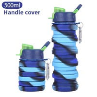 Bouteille d'eau de sport pliable en gel de silicone 500 ml, bouteille de voyage d'extérieur - Design créatif, 300 g, légère, unisexe