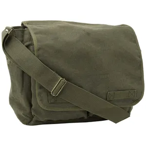 Классическая холщовая сумка-мессенджер, мягкая сумка через плечо для ноутбука, оливковая