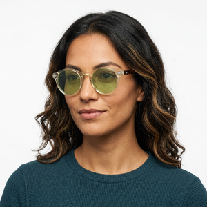 Lunettes de soleil rétro rondes à monture intégrale, verres miroir verts, branches écaille de tortue, protection solaire unisexe pour adultes - Product Image 1