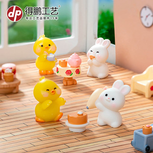 Miniature Cartoon Animal Tea Party Resin Dolls Small Decor Home Decoration Artistic Desktop Ornaments - Product Image 4
