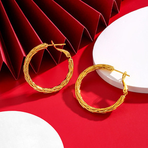 Bijoux de mode, boucles d'oreilles torsadées irrégulières pour femmes, boucles d'oreilles rondes pour femmes - Product Image 3