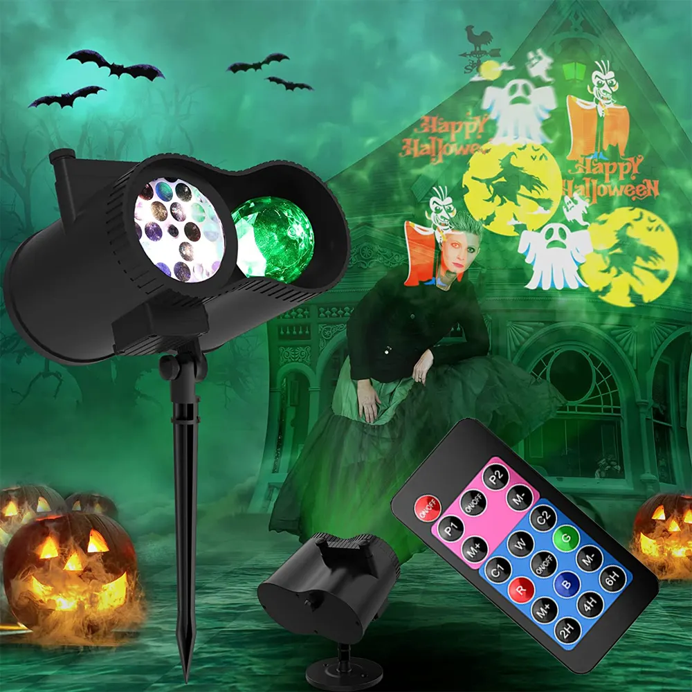 US in Stock!! Free Shipping!! IP65 12 Films Christmas Snowflake Projector Halloween Holiday Light