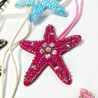 Breloque de sac étoile de mer étincelante porte-bonheur, porte-clés de plage coloré en forme d'étoile de mer, pendentif de sac d'été