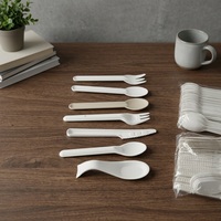 Ensemble de couverts jetables biodégradables et compostables en canne à sucre Olive Verte : assiette, cuillère, fourchette, couteau, qualité alimentaire, résistant à la température