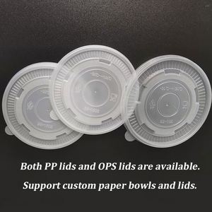 Disposable Kraft Paper Salad <b>Bowl</b> PP/OPS <b>Lids</b> Fast Food Packaging Paper <b>Bowl</b> Plastic PP PET <b>Lids</b> for Food Container - Product Image 2