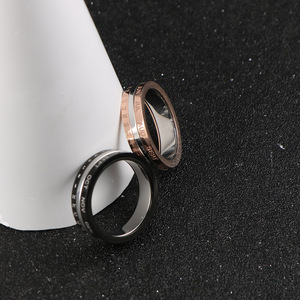 Rotatable Couple's Calendar <b>Ring</b> Rose Gold And Black Stainless Steel <b>Titanium</b> Steel Anniversary Jewelry Unisex SA1165 - Product Image 4