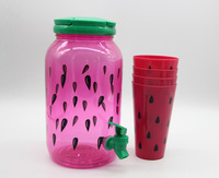 Pichet d'eau froide transparent réutilisable en plastique, 2,5 L/3,8 L, avec robinet, design moderne, vente en gros d'usine