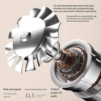 Sèche-cheveux électrique à moteur sans balais haute vitesse 1600W, technologie ionique négative, conception sans lame, 3 vitesses, flux d'air puissant