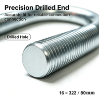 Boulon en U à double tête en acier au carbone de grade 8.8, 16*322/80, métrique, pour fixation de tuyaux de remorque, fixation robuste pour la construction, vente en gros
