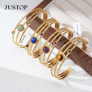 Bracelets OEM/ODM personnalisés en acier inoxydable étanche plaqué or, bijoux de mode hypoallergéniques pour femmes Justop Spot - Product Image 6