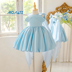 Affascinante Abito da Festa per Bambine in Raso Azzurro con Fiocco Decorativo e Strascico, <span class=keywords><strong>Abbigliamento</strong></span> per Bambine, Vestito per Compleanno - Product Image 6