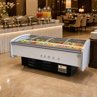 Table de préparation réfrigérée pour boissons, 260L, 4 portes coulissantes vitrées, refroidissement direct R290a, 2-8°C, acier inoxydable